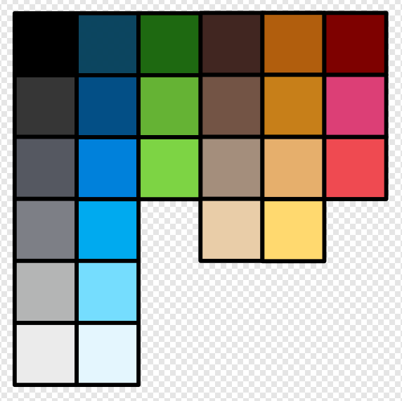 A grid of the colors that make up the palette of the new icon set